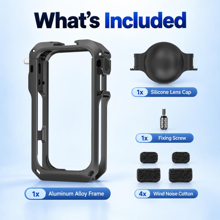 For Insta360 X6 PULUZ Metal Protective Cage Rig Housing Frame with Lens Cover, Support X6 Rechargeable Remote Selfie Stick