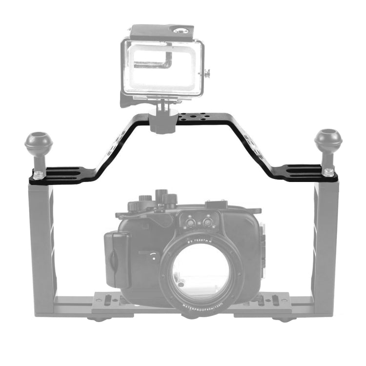 PULUZ Diving Tray Bracket Dual Handle Grip Handheld Expansion Mount System, 14.8 inch (Black)