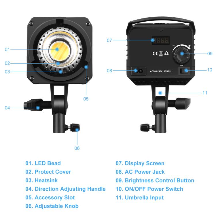 PULUZ 220V 120W Studio Video Light Dual Color Temperature Built-in Dissipate Heat System with Remote Control, 120W 2700K-6500K US Plug, 120W 2700K-6500K EU Plug, 120W 2700K-6500K UK Plug