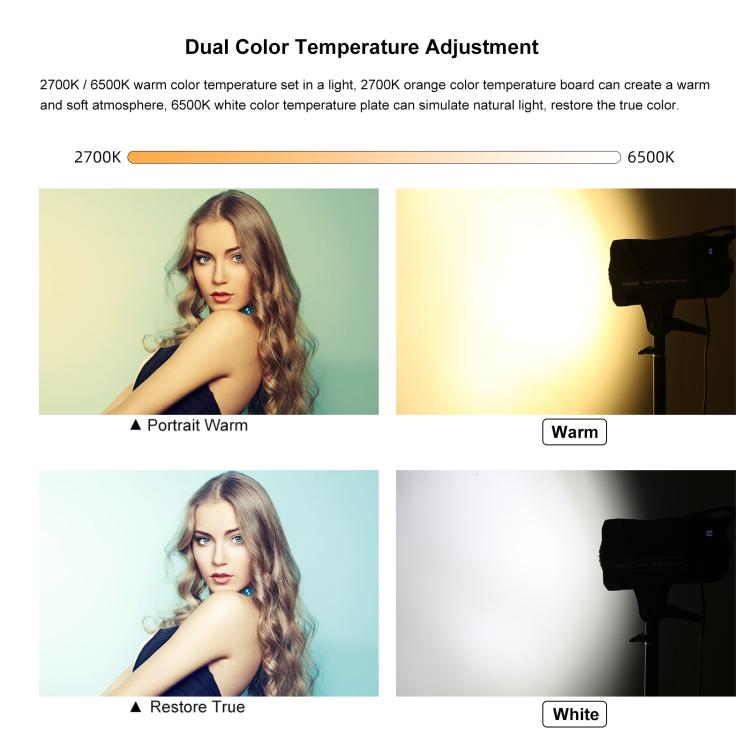 PULUZ 220V 120W Studio Video Light Dual Color Temperature Built-in Dissipate Heat System with Remote Control, 120W 2700K-6500K US Plug, 120W 2700K-6500K EU Plug, 120W 2700K-6500K UK Plug