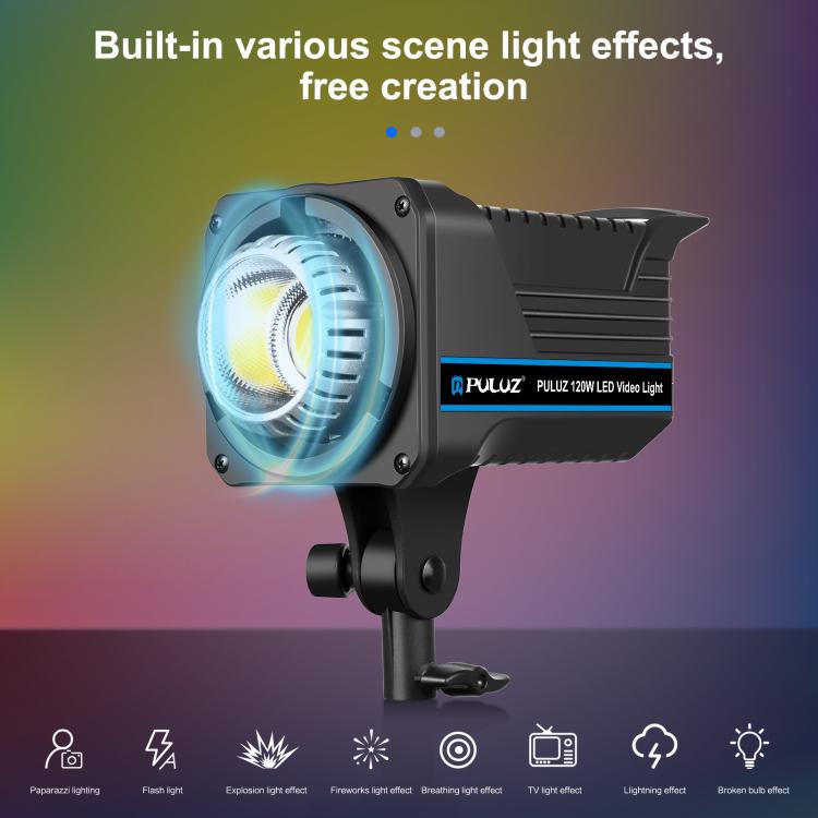 PULUZ 220V 120W Studio Video Light Dual Color Temperature Built-in Dissipate Heat System with Remote Control, 120W 2700K-6500K US Plug, 120W 2700K-6500K EU Plug, 120W 2700K-6500K UK Plug
