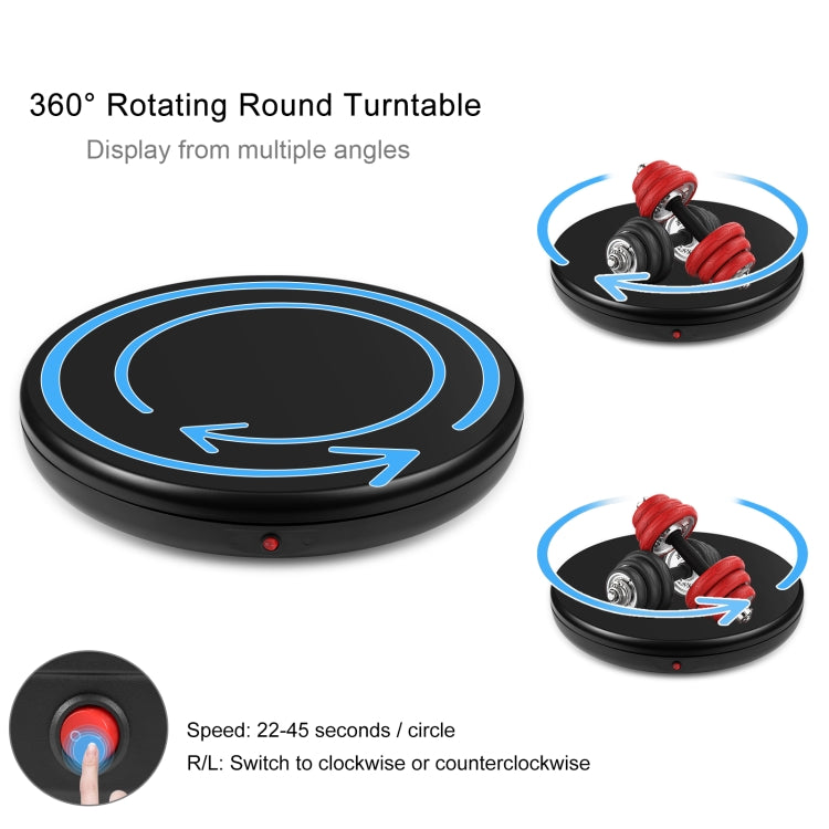 PULUZ 45cm Remote Control Adjusting Speed Rotating Turntable Display Stand, Black, Load 100kg, 45cm Load 100kg Black AU Plug, 45cm Load 100kg Black EU Plug, 45cm Load 100kg Black UK Plug, 45cm Load 100kg Black US Plug