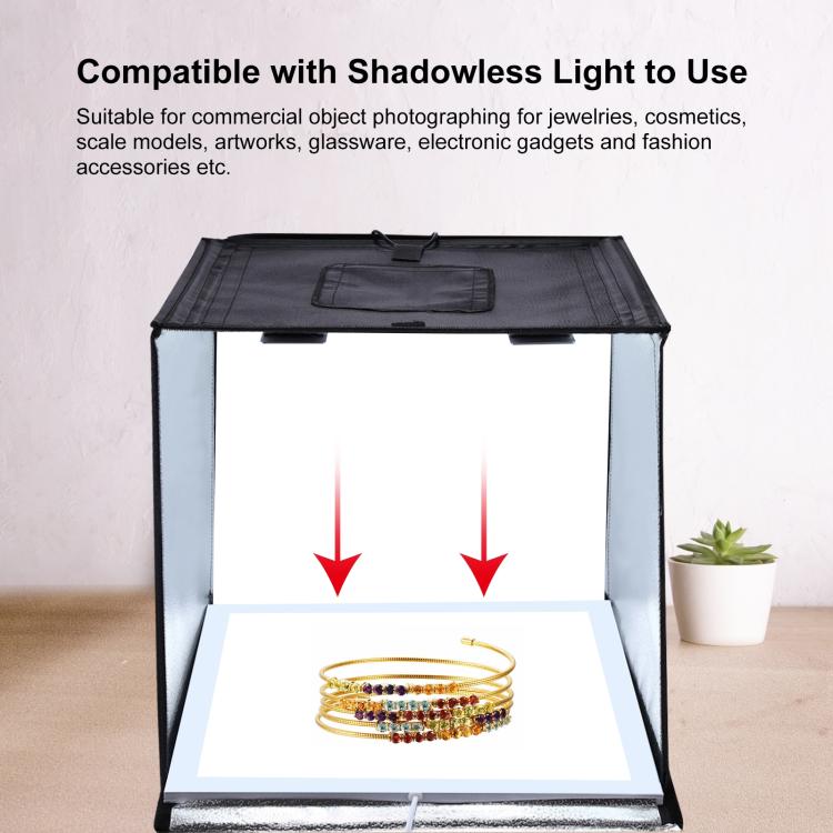 PULUZ Photo Studio Light Box Portable 60 x 60 x 60 cm Light Tent LED 5500K White Light Dimmable Mini 36W Photography Studio Tent Kit with 6 Removable Backdrops (Black Orange White Green Blue Red), 60cm Box(US), 60cm Box(UK), 60cm Box(EU), 60cm Box(AU)