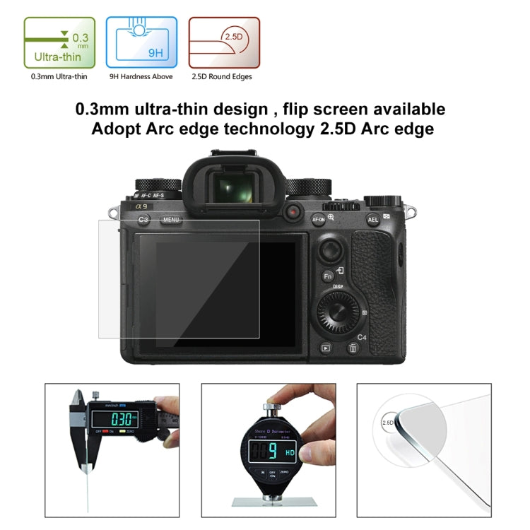 PULUZ 2.5D 9H Tempered Glass Film for Sony ILCE-9 (A9), Compatible with Sony A99 / HX400 / H300 / A99II / A7RIII / A7RII / A77II / WX500 / HX90V / HX7 / HX9 / HX100 / WX9 / HX30 / HX200 / W670 / W630 / WX100, Samsung WB1100 / EX2F, Olympian VH-410     ...
