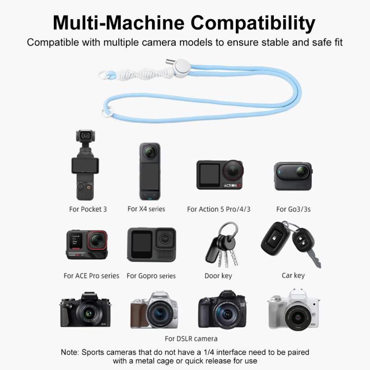 PULUZ Sports Camera Lanyard Long Adjustable Anti-lost Rope for OSMO Pocket 3 / Insta360 X4