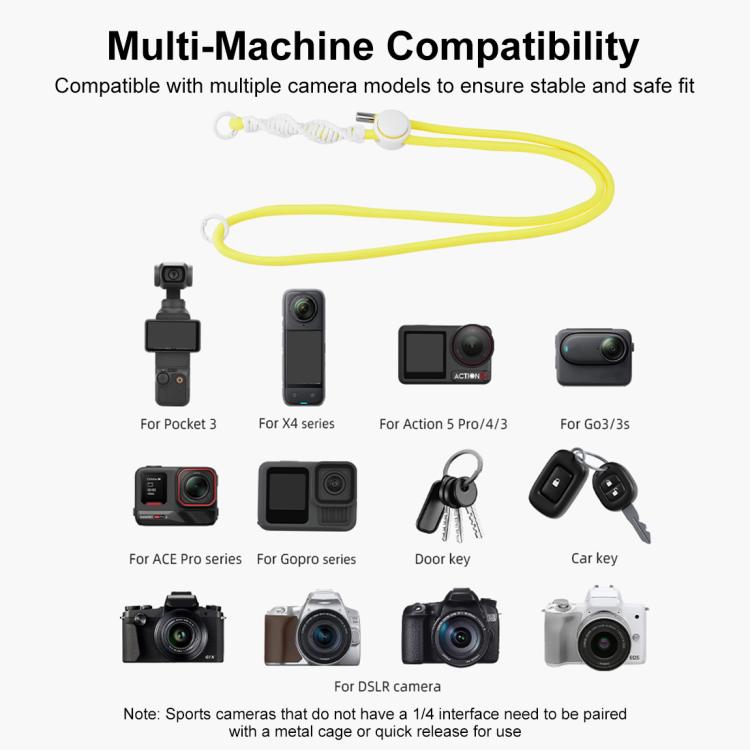 PULUZ Sports Camera Lanyard Long Adjustable Anti-lost Rope for OSMO Pocket 3 / Insta360 X4