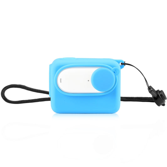 For Insta360 GO 3 PULUZ Camera Charging Case Silicone Case with Lens Cap & Strap, Silicone Case with Lens Cap(Blue)