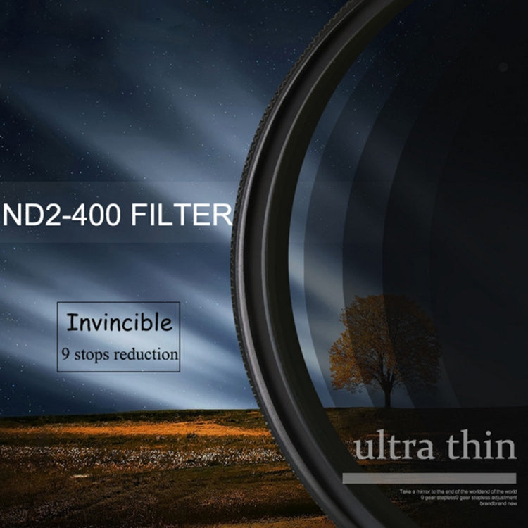 82mm ND Fader Neutral Density Adjustable Variable Filter ND 2 to ND 400 Filter, 82mm