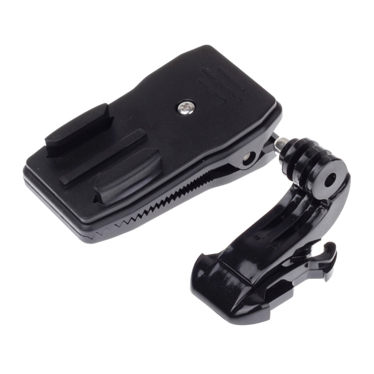 360 Degree Rotation J Shape Backpack Hat Clip Fast Clamp Mount for Xiaomi Yi Sport Camera(XM17), J Shape Backpack