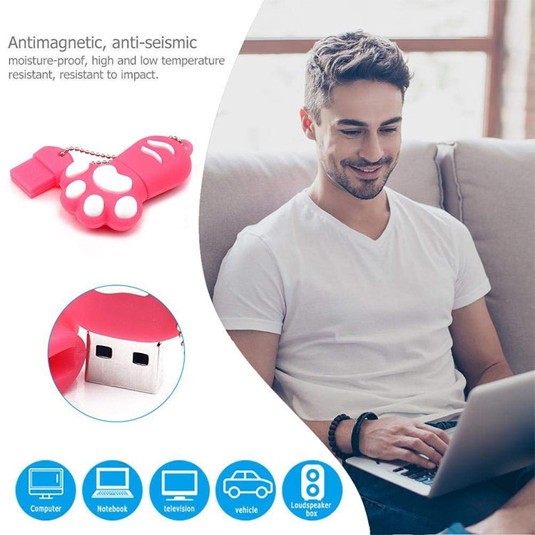 16GB Bear Paw Shaped Silicone USB 2.0 Flash Disk with Anti Dust Cup, 16GB (Blue)