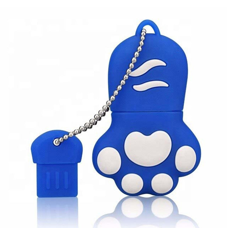 2GB Bear Paw Shaped Silicone USB 2.0 Flash Disk with Anti Dust Cup, 2GB (Blue)