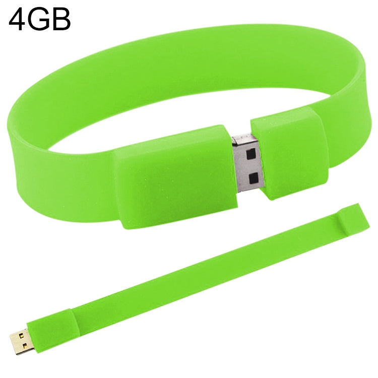 4GB Silicon Bracelets USB 2.0 Flash Disk, 4GB (Green)