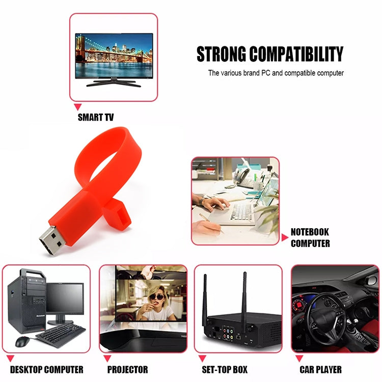 8GB Silicon Bracelets USB 2.0 Flash Disk, 8GB (Green)