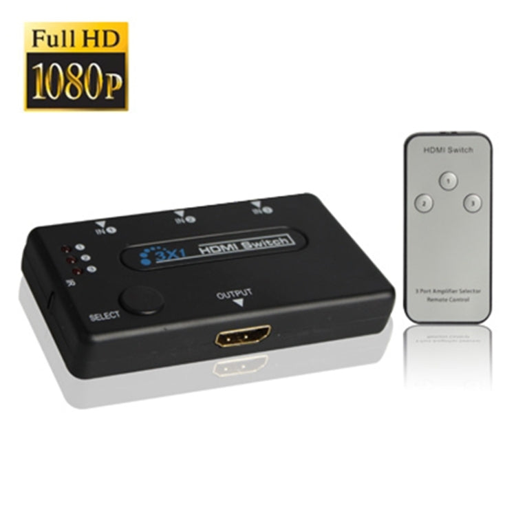 3 Port Amplifier 1080P HDMI Switch, 1.3 Version, with Remote Controller, with Remote Controller