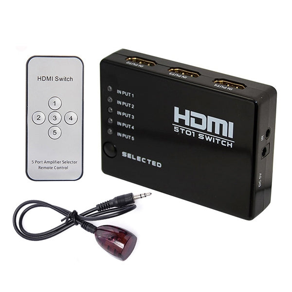 5 Ports 1080P HDMI Switch with Remote Controller, Support HDTV, Support HDTV