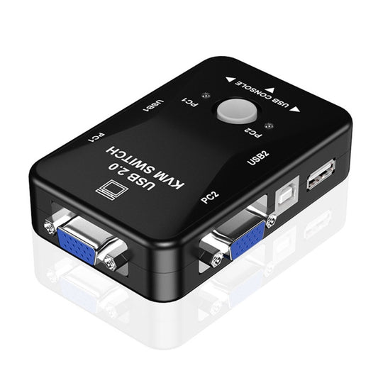KVM-21UA 2 Ports USB KVM Switch Box with Control Button for PC Keyboard Mouse Monitor, 2 Ports (with USB)