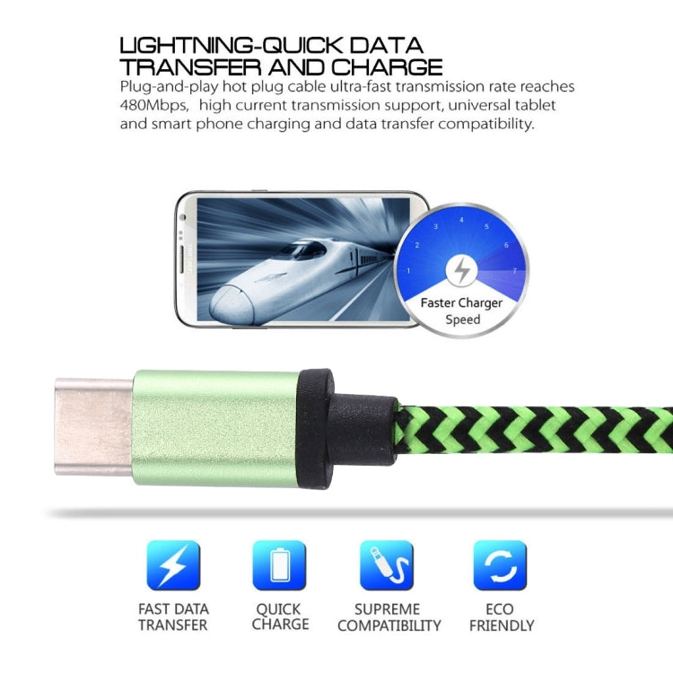1m Woven Style USB-C / Type-C 3.1 to USB 2.0 Data Sync Charge Cable
