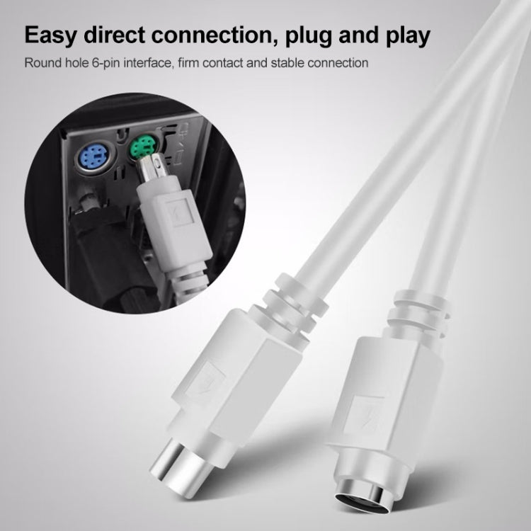 6 Pin PS/2 Keyboard / Mouse Extender Cable (PS/2 male to PS/2 female), Length: 3m, PS/2 Male to PS/2 Female, 1.2m, PS/2 Male to PS/2 Female, 3m