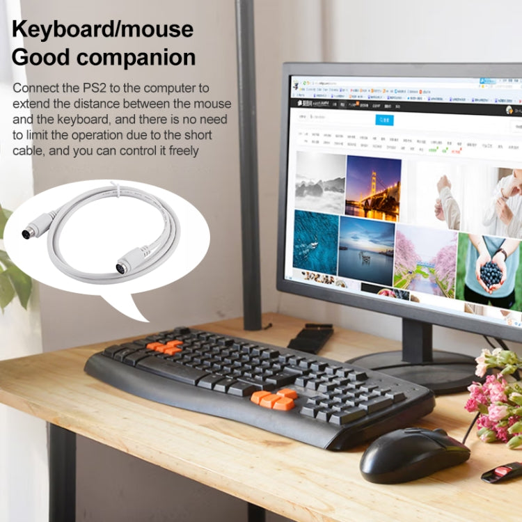 6 Pin PS/2 Keyboard / Mouse Extender Cable (PS/2 male to PS/2 female), Length: 3m, PS/2 Male to PS/2 Female, 1.2m, PS/2 Male to PS/2 Female, 3m
