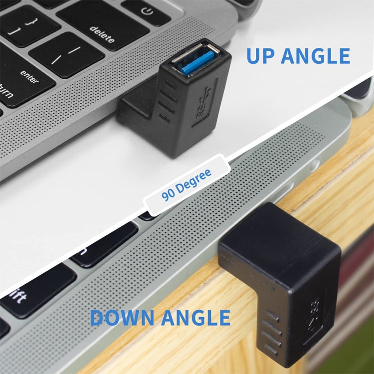 USB 3.0 AM to USB 3.0 AF Adapter, Down Angle AM to AF