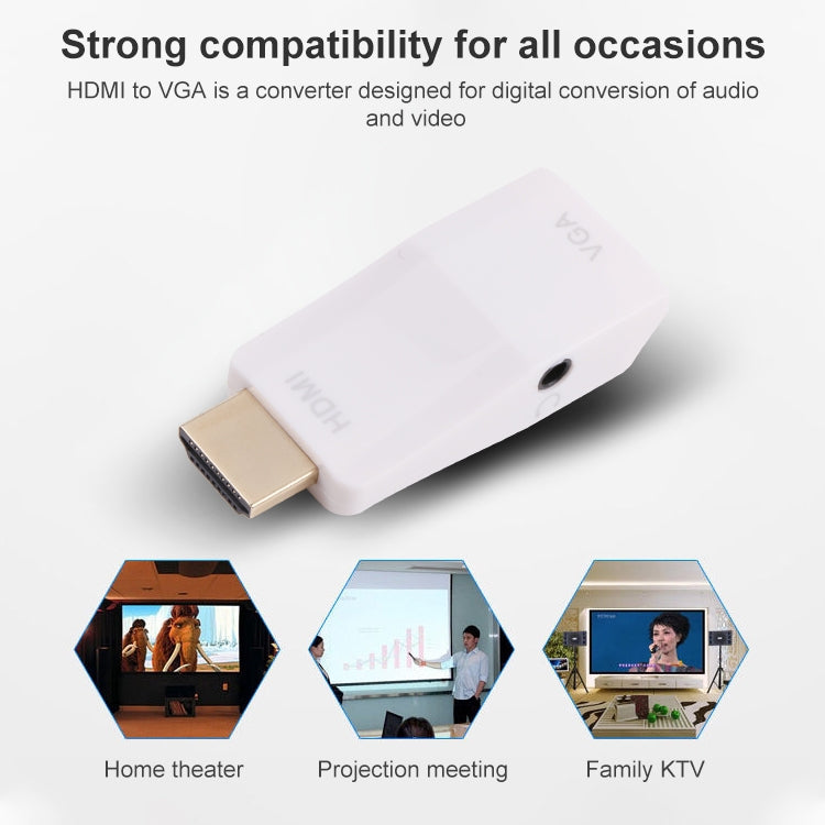 Full HD 1080P HDMI to VGA + Audio Converter Adapter for Laptop / STB / DVD / HDTV (With HDMI Female to Male Adapter), HDMI to VGA + Audio