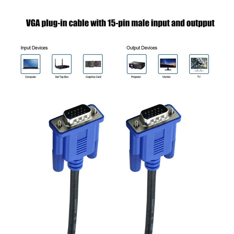 3m High Quality VGA 15Pin Male to VGA 15Pin Male Cable for LCD Monitor / Projector, 3m