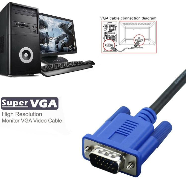 3m High Quality VGA 15Pin Male to VGA 15Pin Male Cable for LCD Monitor / Projector, 3m