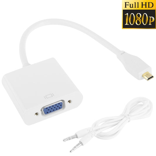 22cm Full HD 1080P Micro HDMI Male to VGA Female Video Adapter Cable with Audio Cable, Micro HDMI