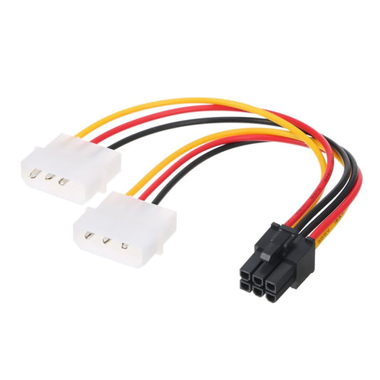 6 Pin Male to 2 x 4 Pin Female Power Cable, Length: 17.5cm, 6 Pin Male to Dual 4 Pin Female