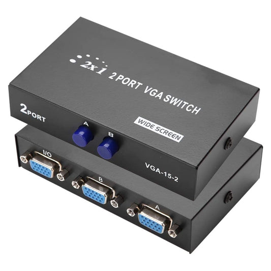 2 Port VGA Switch Box, 2 In 1 Out For LCD PC TV Monitor - HD15 (FJ-15-2C)