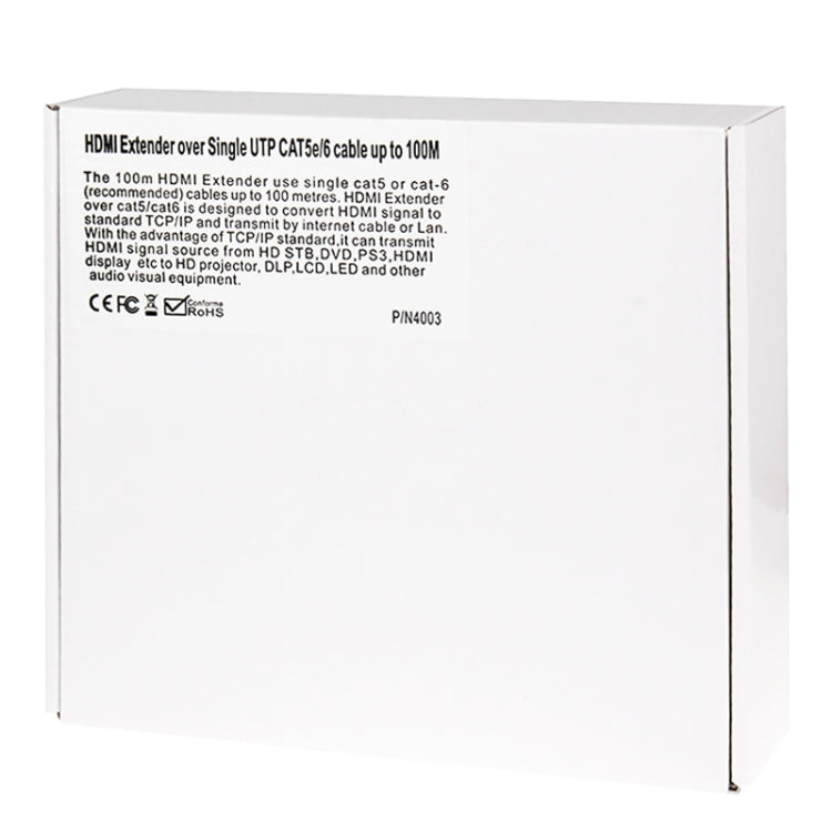 HDMI Extender over Single UTP CAT5e/6 Cable, Transmission Distance: 100m, 100m