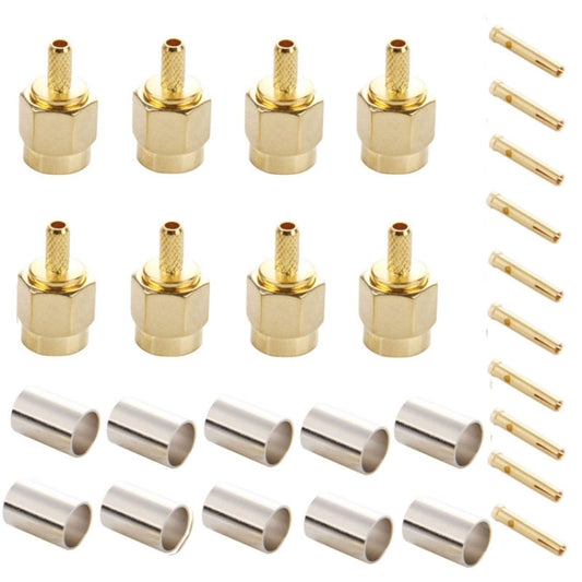 10 PCS Gold Plated Crimp RP-SMA Male Plug Pin RF Connector Adapter, Crimp RP-SMA Male Plug