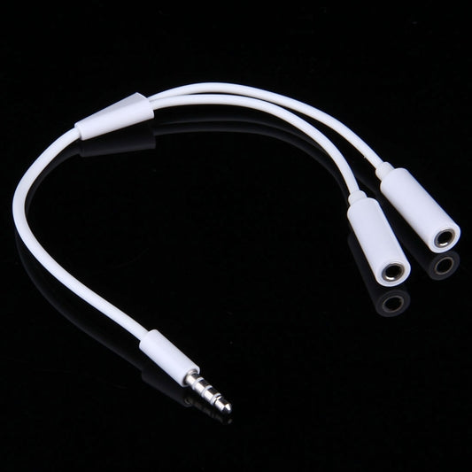 3.5mm Male to 2 Female Plug Jack Stereo Audio Cable for iPhone 6S & 6S Plus & 6 & 6 Plus & 5, iPad Air 2 & Air, Samsung, iPod Laptop, MP3, Length: 24cm, 3.5mm Male to 2 Female