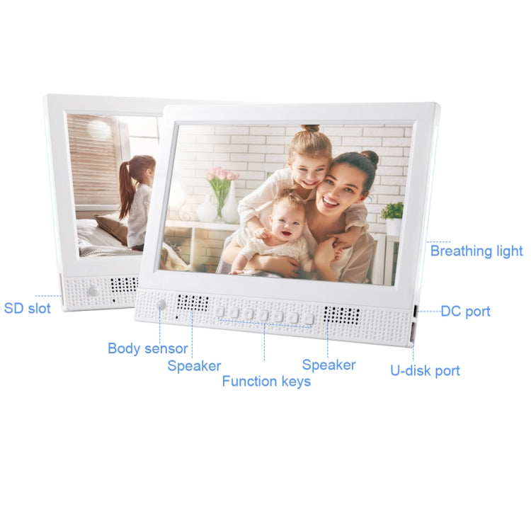 10.1 inch LED Display Multi-media Music & Movie Player Digital Photo Frame with Remote Control, Allwinner E200s Program, Support USB-Disk / SD Card, Body Sensor, Built in Stereo Speaker, 10.1 inch, 10.4 inch