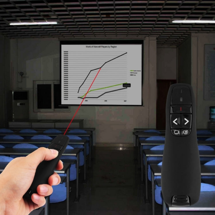 Multimedia Presenter with Laser Pointer & USB Receiver for Projector / PC / Laptop, Control Distance: 15m (R400)