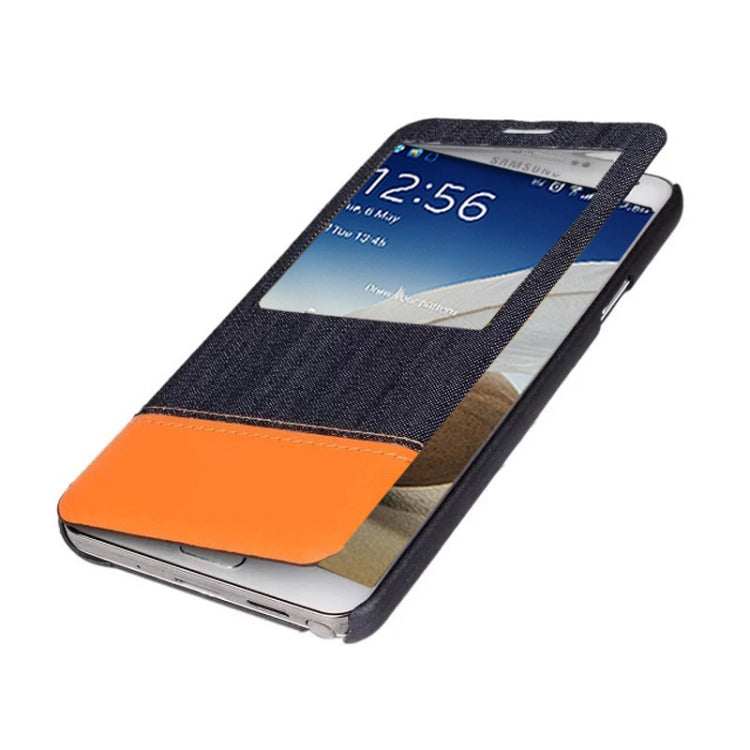 Jeans Style Flip Leather Case with Credit Card Slots & Call Display ID for Galaxy Note III / N9000