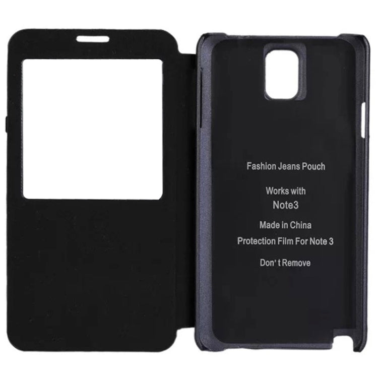 Jeans Style Flip Leather Case with Credit Card Slots & Call Display ID for Galaxy Note III / N9000