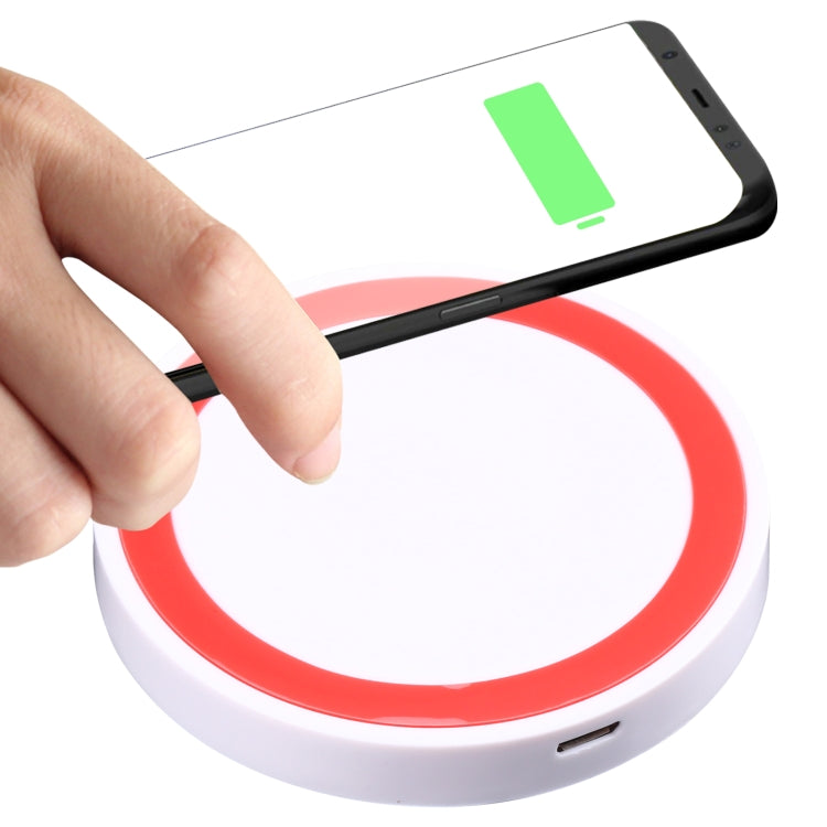 Universal QI Standard Round Wireless Charging Pad (White + Red), White + Black, Black + Blue, Black + Red, White, Black + White, White + Orange, Black + Orange, Grey+Black, White + Red, White + Blue