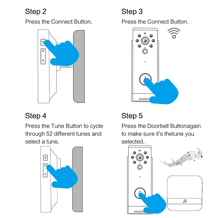B10 52 Chimes 110dB Doorbell Receiver Low Power Consumption Home Door Tools, US Plug, AC 90-260V, B10 White US Plug