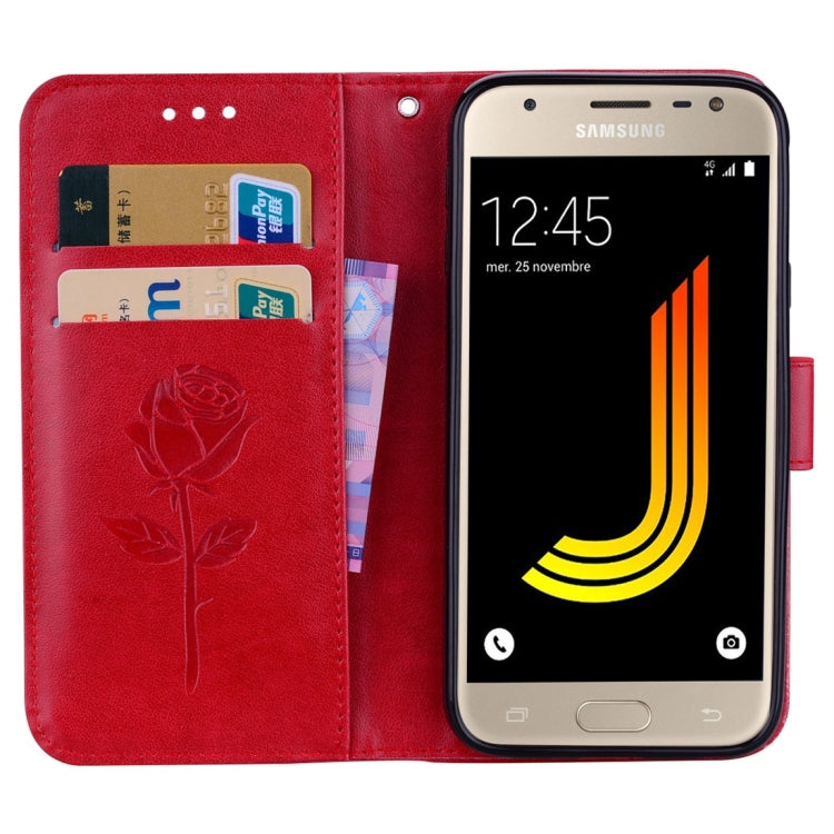 For Galaxy J3 (2017) / J330 (EU Version) Roses Pressed Flower Pattern Horizontal Flip Leather Case with Holder & Card Slots & Wallet, For Galaxy J3 (2017) / J330 (EU Version), For Samsung Galaxy J3 (2017) / J330 (EU Version)