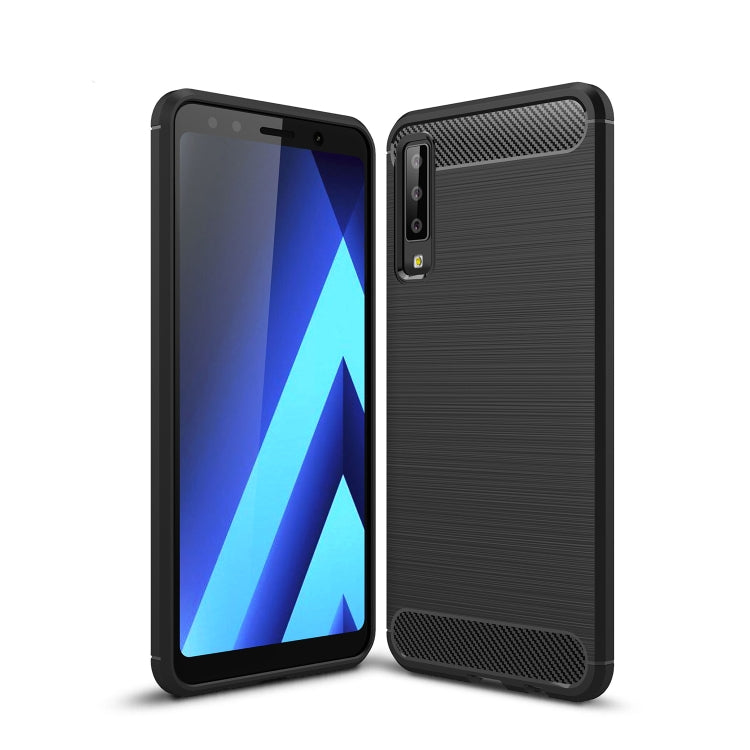 For Galaxy A7 (2018) / A750 Brushed Carbon Fiber Texture TPU Shockproof Anti-slip Soft Protective Back Cover Case, Galaxy A7 (2018), For Galaxy A7 (2018)