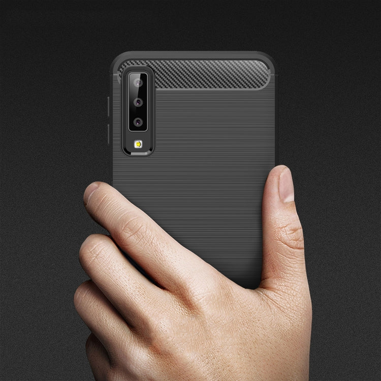 For Galaxy A7 (2018) / A750 Brushed Carbon Fiber Texture TPU Shockproof Anti-slip Soft Protective Back Cover Case, Galaxy A7 (2018), For Galaxy A7 (2018)