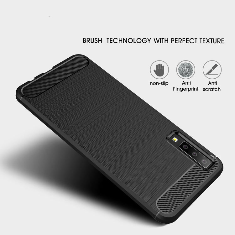 For Galaxy A7 (2018) / A750 Brushed Carbon Fiber Texture TPU Shockproof Anti-slip Soft Protective Back Cover Case, Galaxy A7 (2018), For Galaxy A7 (2018)