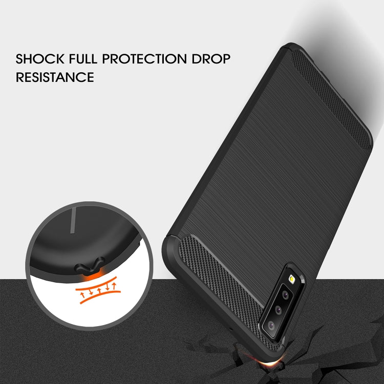 For Galaxy A7 (2018) / A750 Brushed Carbon Fiber Texture TPU Shockproof Anti-slip Soft Protective Back Cover Case, Galaxy A7 (2018), For Galaxy A7 (2018)