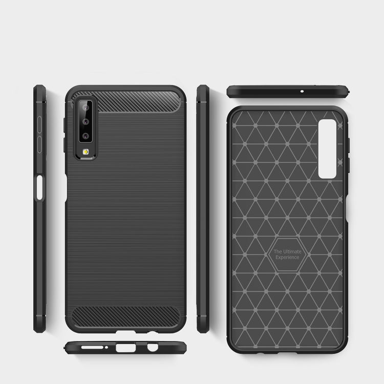 For Galaxy A7 (2018) / A750 Brushed Carbon Fiber Texture TPU Shockproof Anti-slip Soft Protective Back Cover Case, Galaxy A7 (2018), For Galaxy A7 (2018)