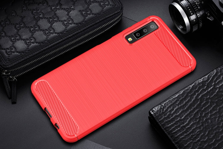 For Galaxy A7 (2018) / A750 Brushed Carbon Fiber Texture TPU Shockproof Anti-slip Soft Protective Back Cover Case, Galaxy A7 (2018), For Galaxy A7 (2018)