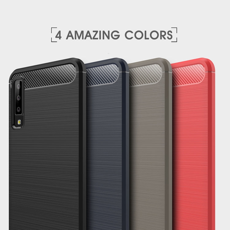 For Galaxy A7 (2018) / A750 Brushed Carbon Fiber Texture TPU Shockproof Anti-slip Soft Protective Back Cover Case, Galaxy A7 (2018), For Galaxy A7 (2018)