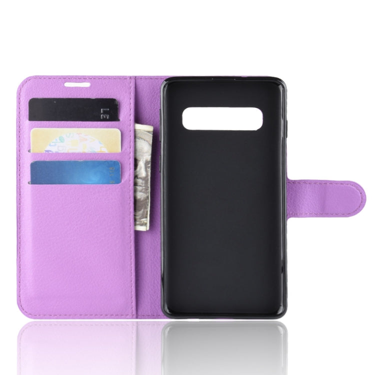 Litchi Texture Horizontal Flip Leather Case for Galaxy S10 6.1, with Wallet & Holder & Card Slots, Galaxy S10, For Galaxy S10