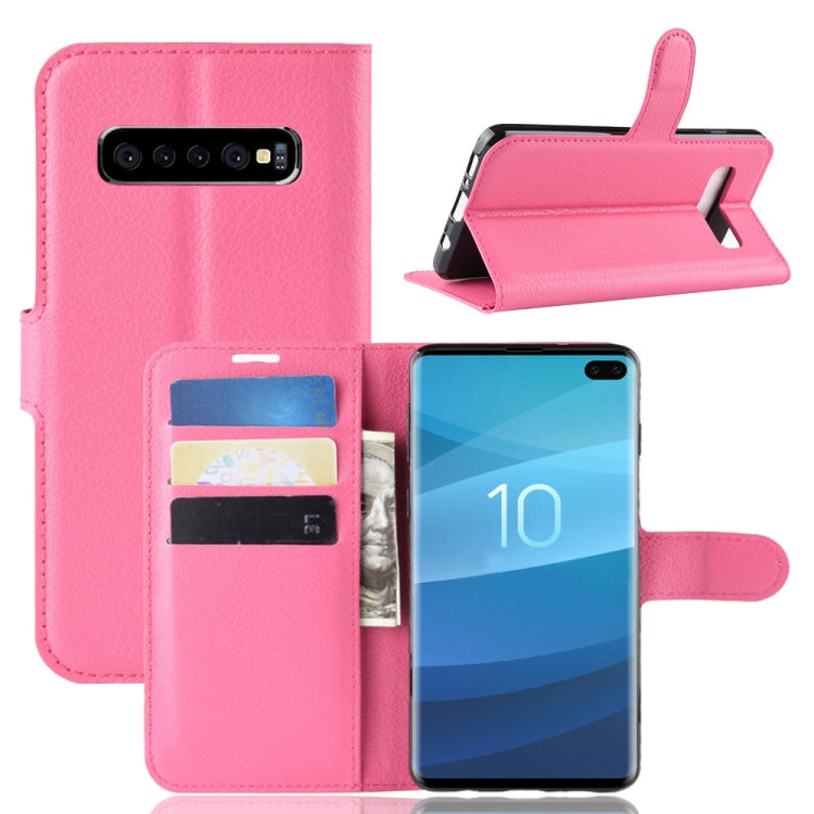 Litchi Texture Horizontal Flip Leather Case for Galaxy S10 6.1, with Wallet & Holder & Card Slots, Galaxy S10, For Galaxy S10
