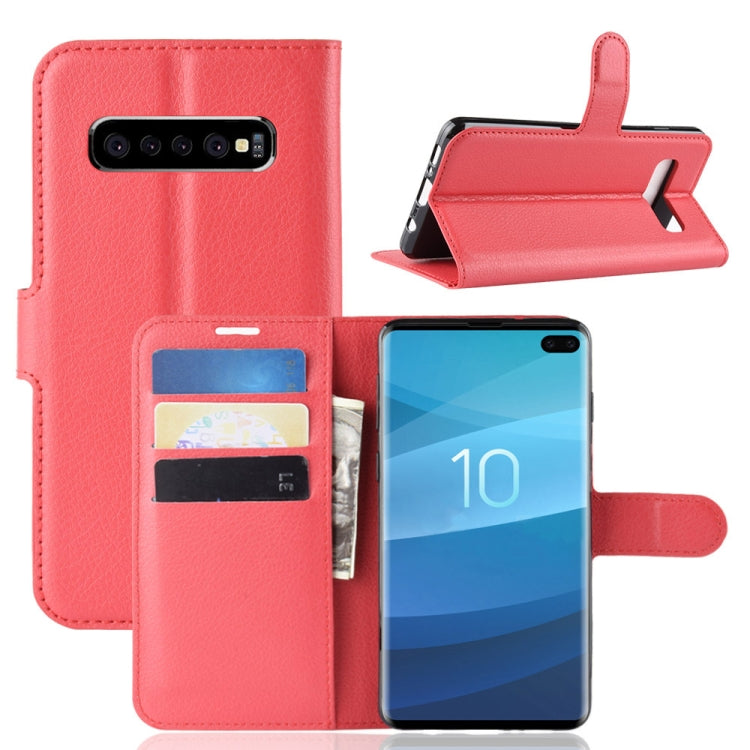 Litchi Texture Horizontal Flip Leather Case for Galaxy S10 6.1, with Wallet & Holder & Card Slots, Galaxy S10, For Galaxy S10